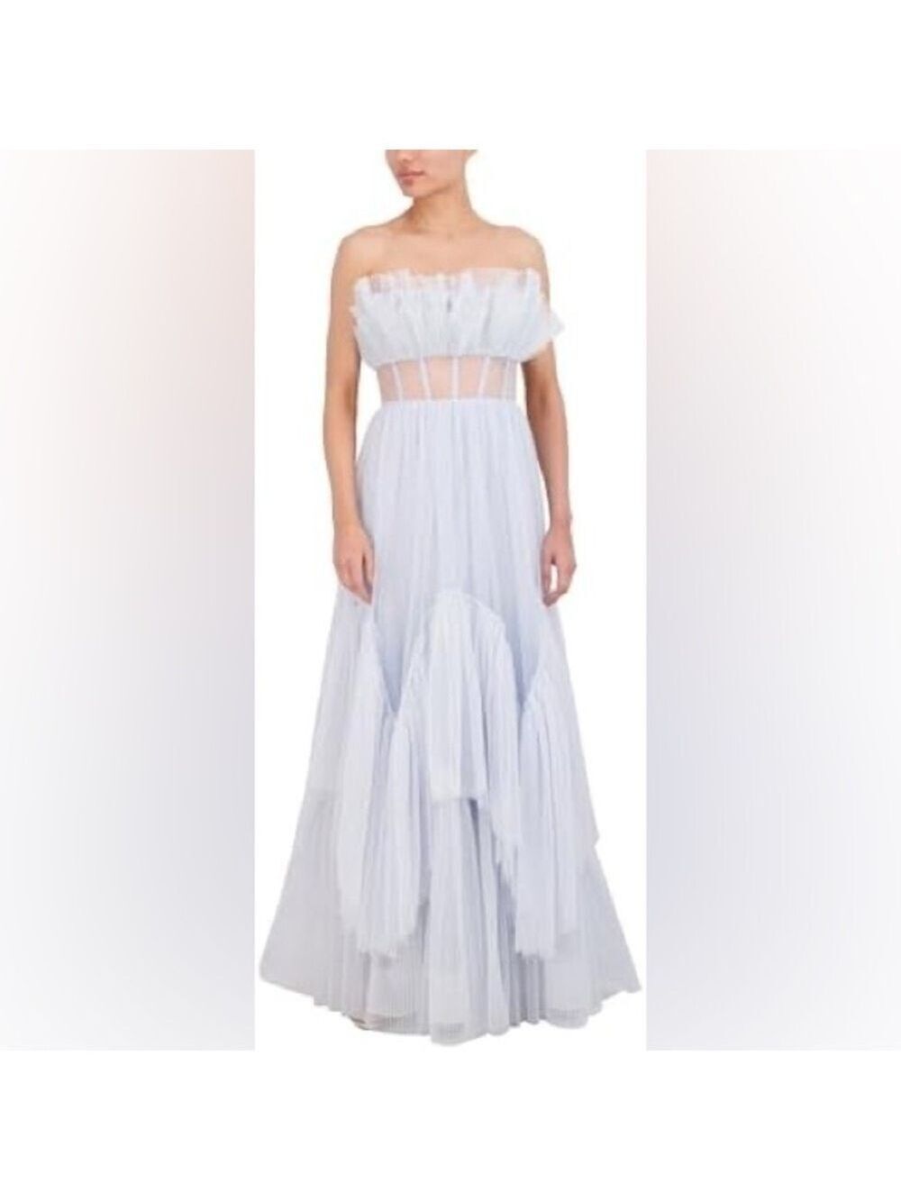 Elegant Light Blue Women's Dress - Picture 4 of 8